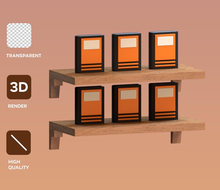 PSD icon 3d de las estanterías de libros psd
