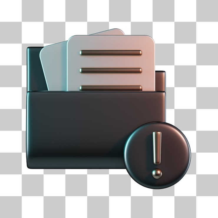 PSD icon 3d de exclamación de la carpeta de errores