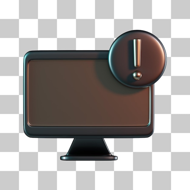 Icon 3d de exclamación de la señal de la computadora