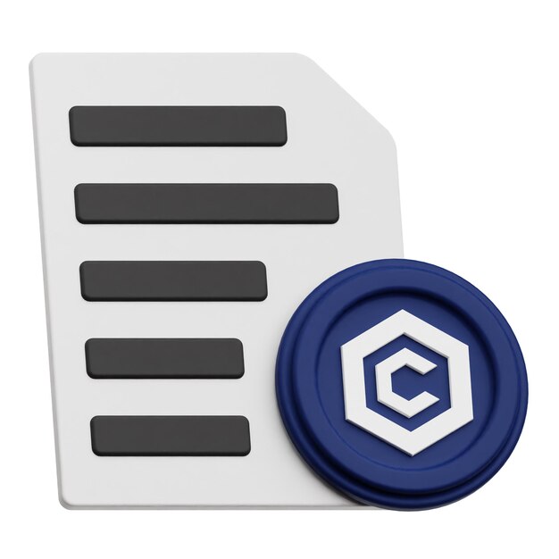 Icon 3D de la ficha criptográfica de cronos aislado en el fondo blanco