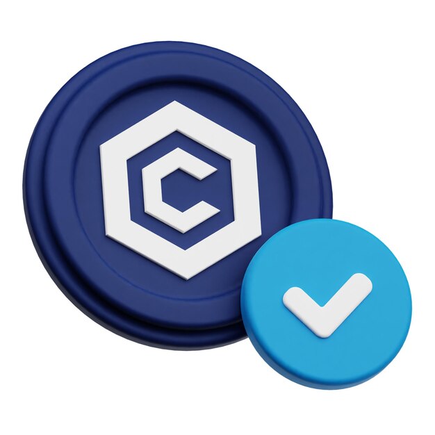 Icon 3D de la ficha criptográfica de cronos aislado en el fondo blanco