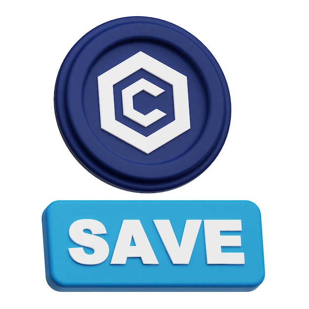 Icon 3D de la ficha criptográfica de cronos aislado en el fondo blanco