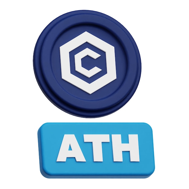 Icon 3D de la ficha criptográfica de cronos aislado en el fondo blanco