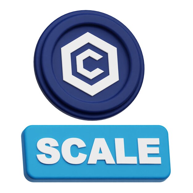 Icon 3D de la ficha criptográfica de cronos aislado en el fondo blanco