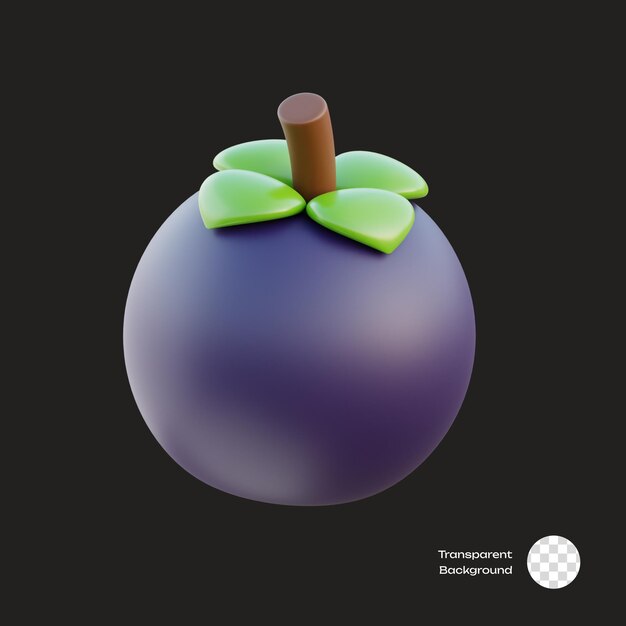Icon 3D de la fruta del mangostán