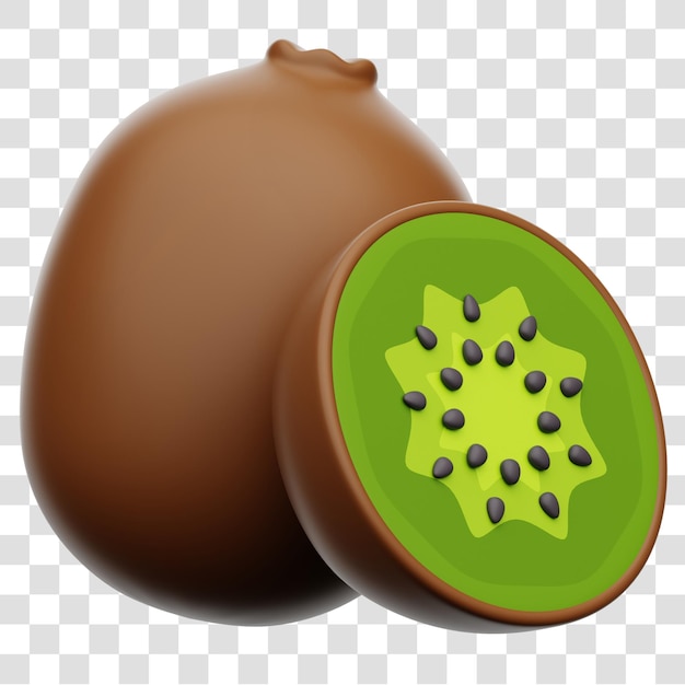 Icon 3d de frutas de kiwi con fondo transparente aislado