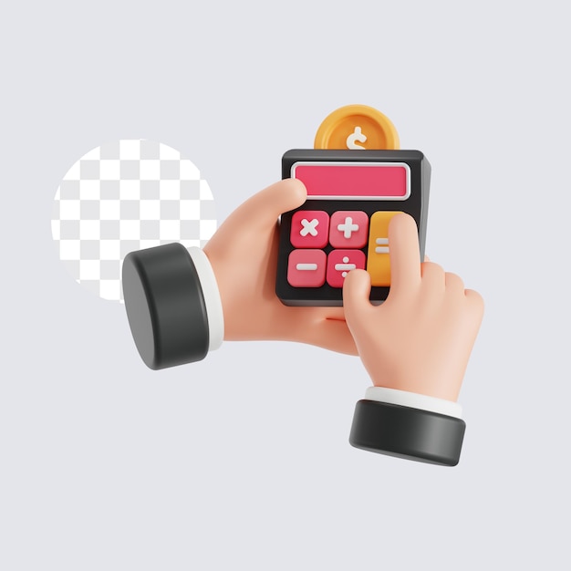 Icon 3D Gesto de la mano para calcular el costo