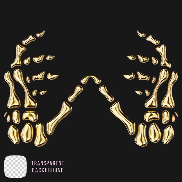 Icon 3D de Golden Hand Bones en un fondo transparente