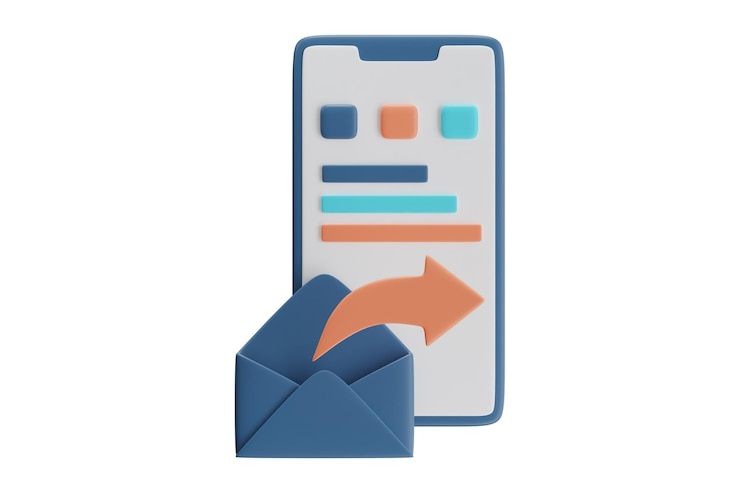 PSD icon 3d gráfico de notificación de correo electrónico para el teléfono inteligente