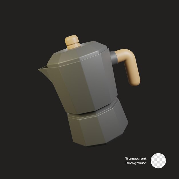 PSD icon 3d de la herramienta de café moka pot