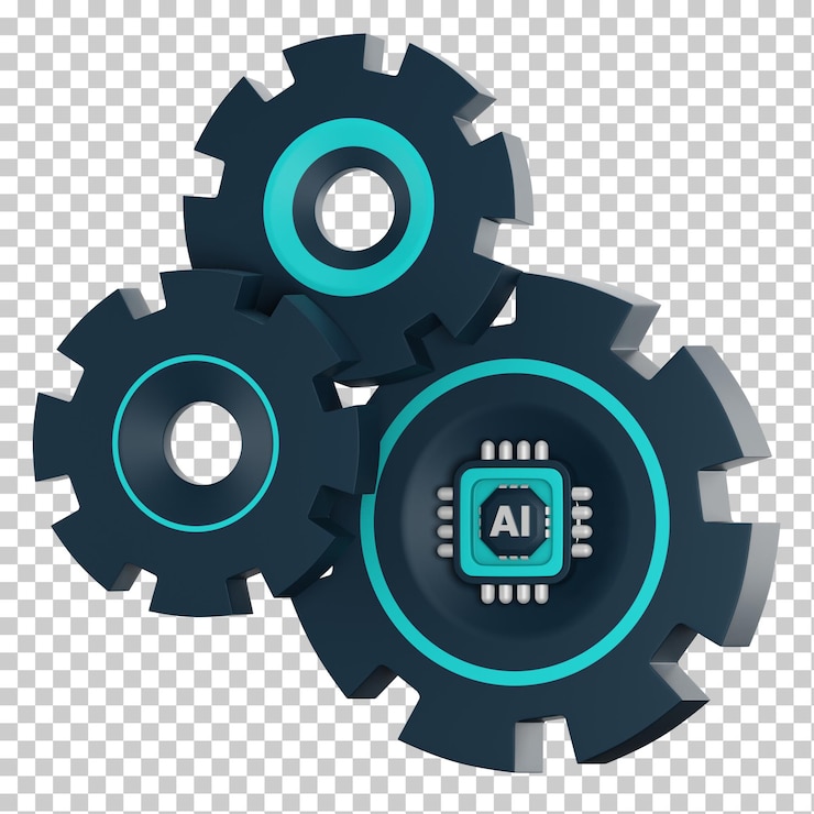 PSD icon 3d illustration ai gestion de machine avec symbole d'engrenage pour la base informatique d'intelligence artificielle
