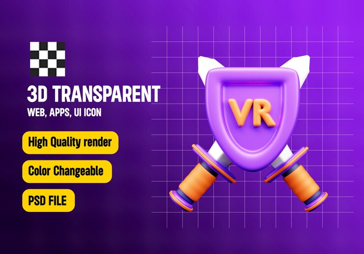 PSD icon 3d de juegos de realidad virtual o metaverse gaming 3d
