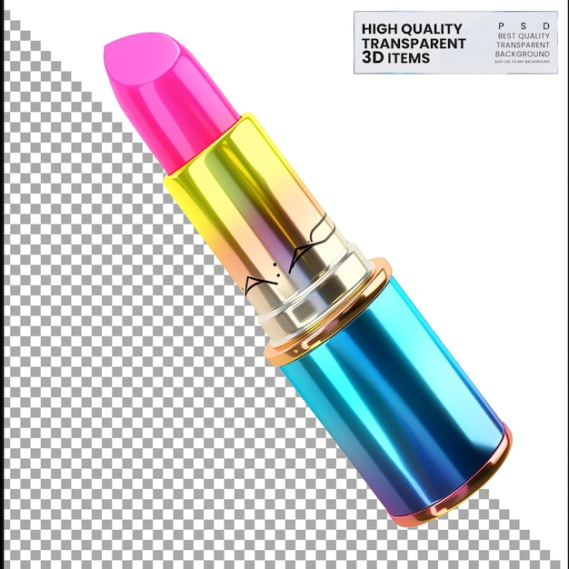 Icon 3D de lápiz labial Un colorido ícono de lápez labial 3D representado en un fondo transparente