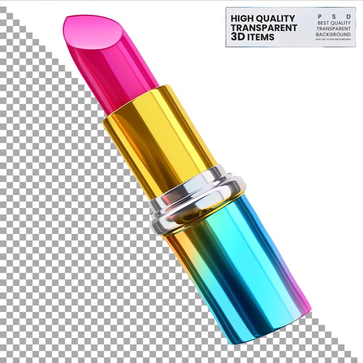 PSD icon 3d de lápiz labial un colorido ícono de lápez labial 3d representado en un fondo transparente