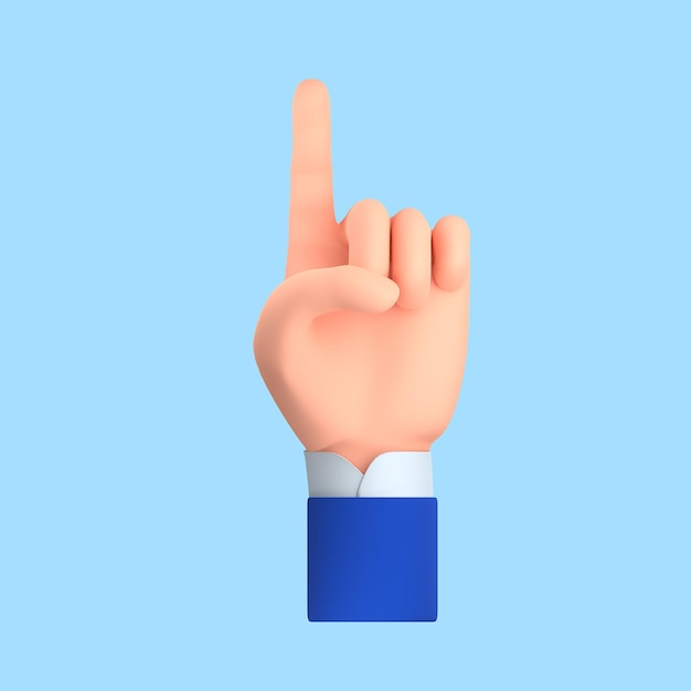 PSD icon 3d de la mano con un gesto de un dedo