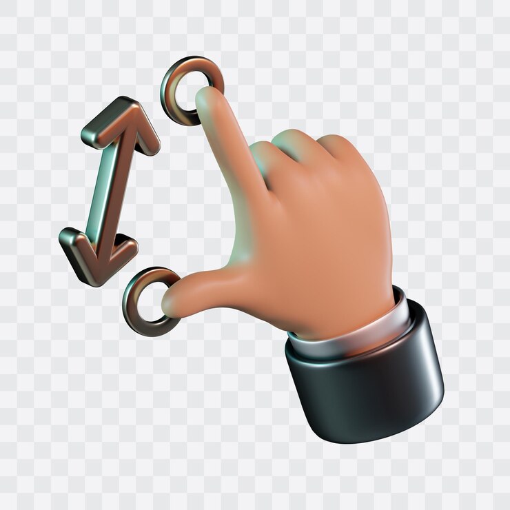 PSD icon 3d de la mano con zoom en el gesto