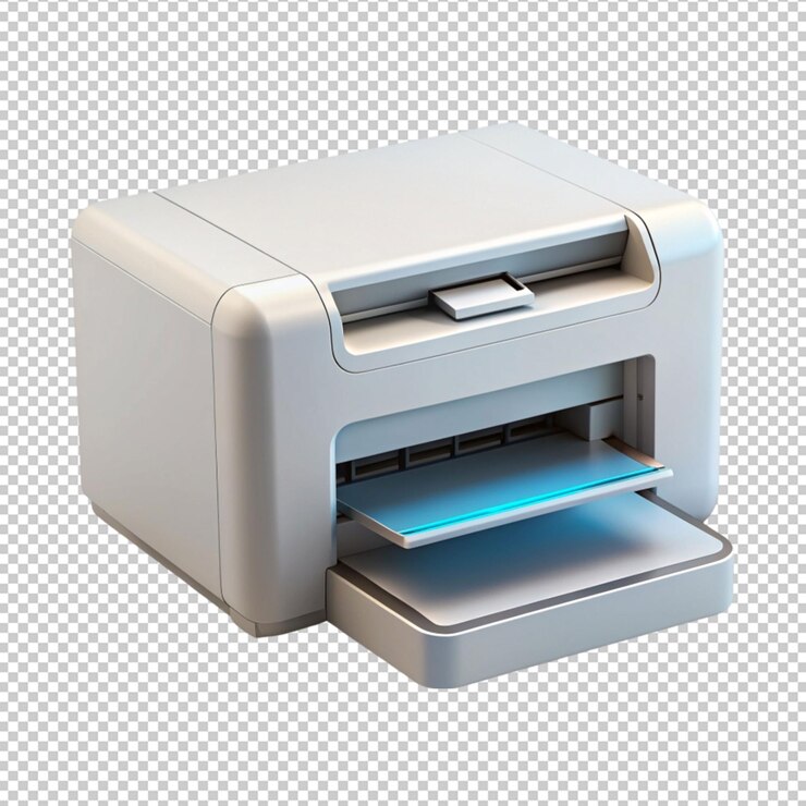 PSD icon 3d de la máquina de impresora láser aislado en un fondo transparente