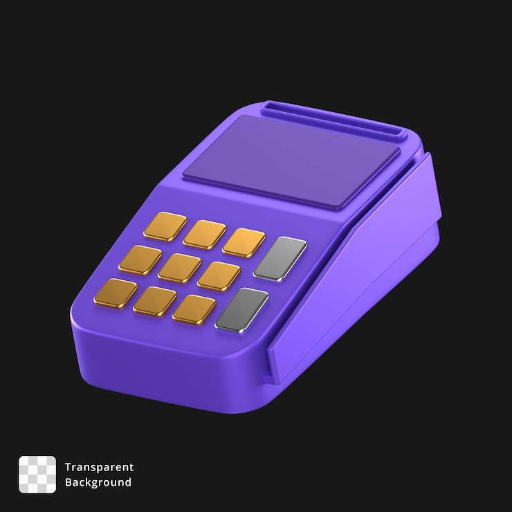 PSD icon 3d de una máquina de pos purpúrea