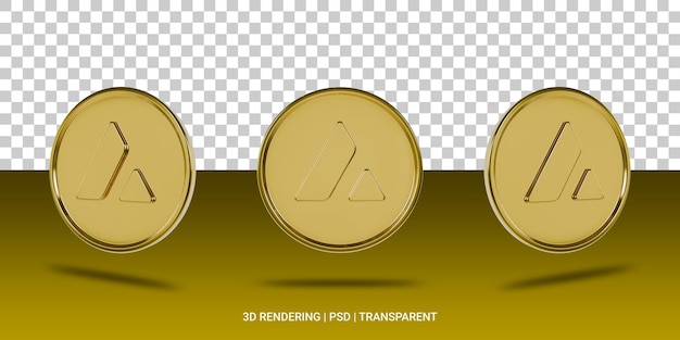 PSD icon 3d de la moneda de oro de la avalancha