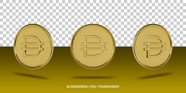 PSD icon 3d de la moneda de oro dai