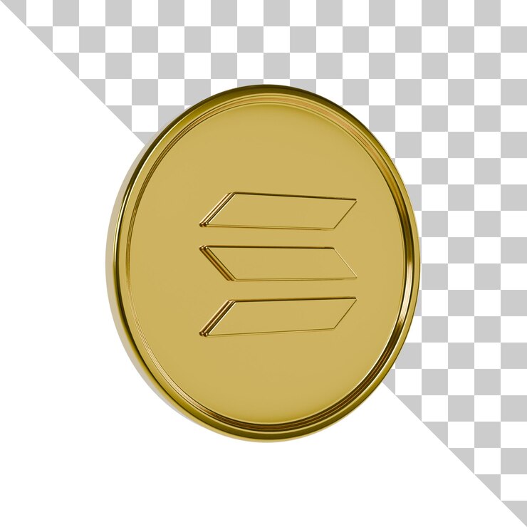 PSD icon 3d de la moneda de oro de solana