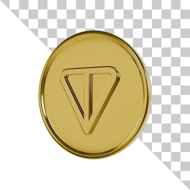 PSD icon 3d de la moneda de oro toncoin