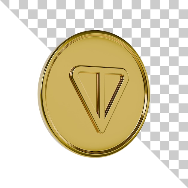 PSD icon 3d de la moneda de oro toncoin