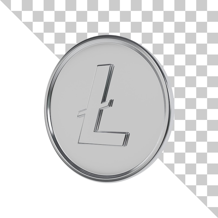 PSD icon 3d de la moneda de plata litecoin