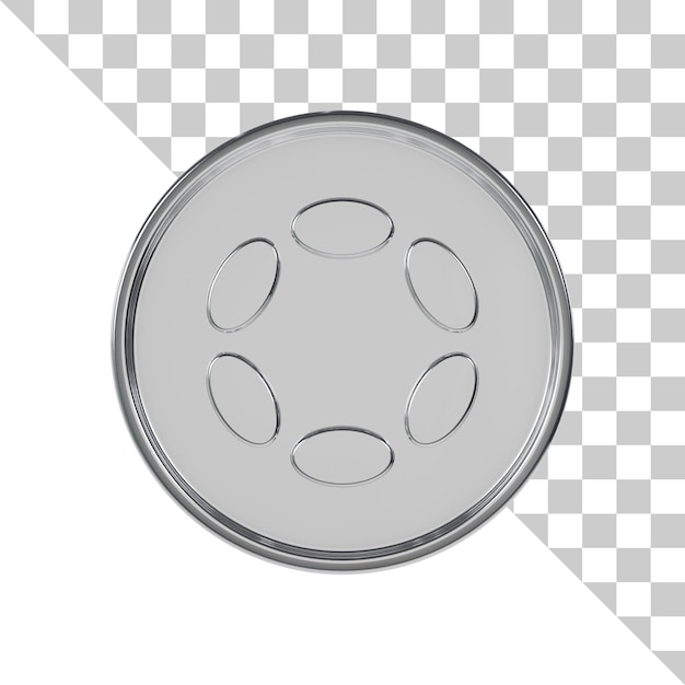 PSD icon 3d de la moneda de plata polkadot