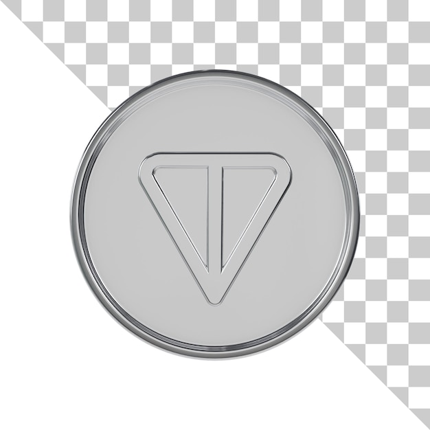 Icon 3D de la moneda de plata de Toncoin