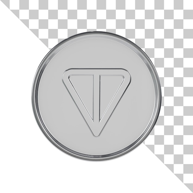 PSD icon 3d de la moneda de plata de toncoin