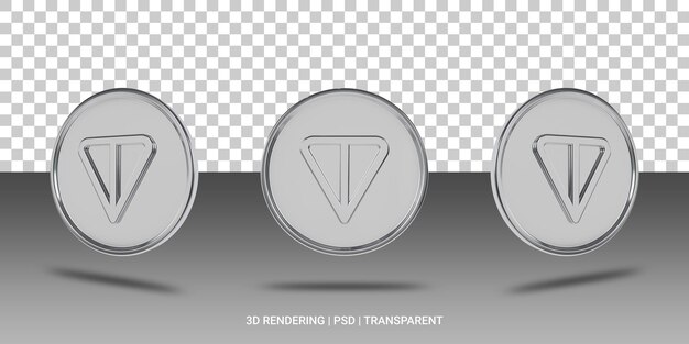 Icon 3D de la moneda de plata de Toncoin
