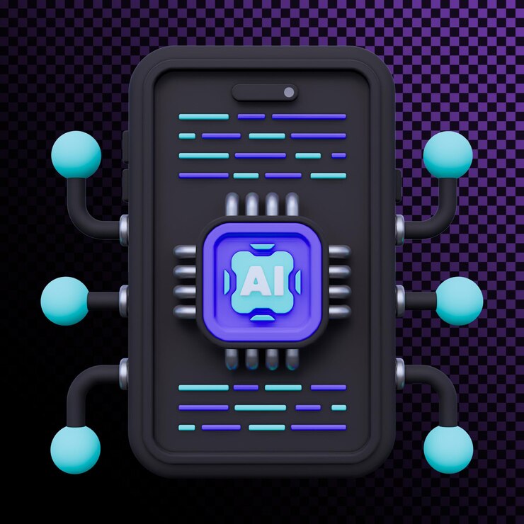 PSD icon 3d móvil de inteligencia artificial
