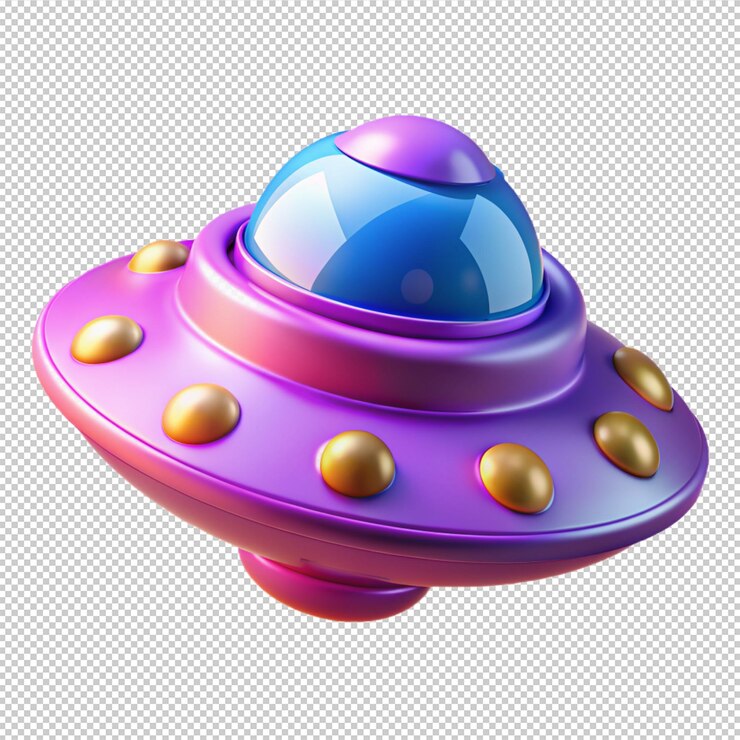 PSD icon 3d de nave espacial futurista con superficies brillantes para diseños de ciencia ficción