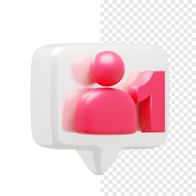 Icon 3d de la notificación del primer seguidor