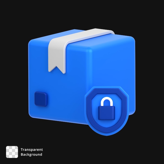 PSD icon 3d de un paquete con un bloqueo