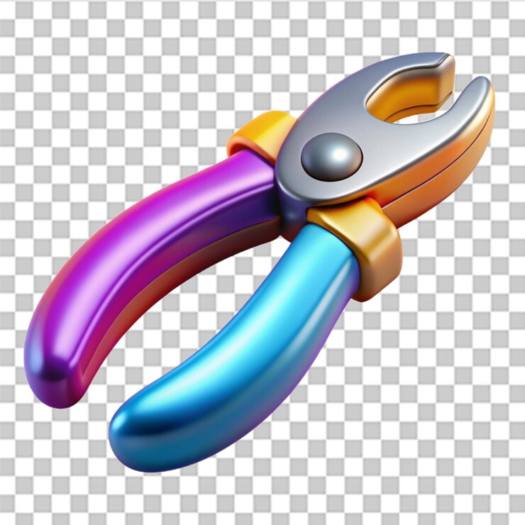 PSD icon 3d de pinzas brillantes y brillantes para reparación y construcción