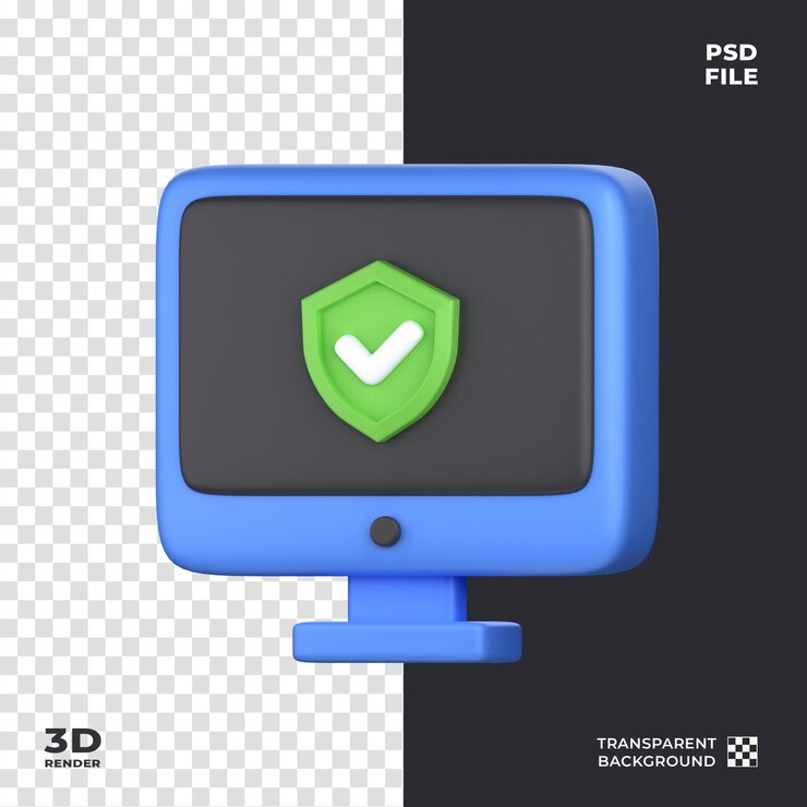 PSD icon 3d de protección informática perfecto para el tema de seguridad cibernética