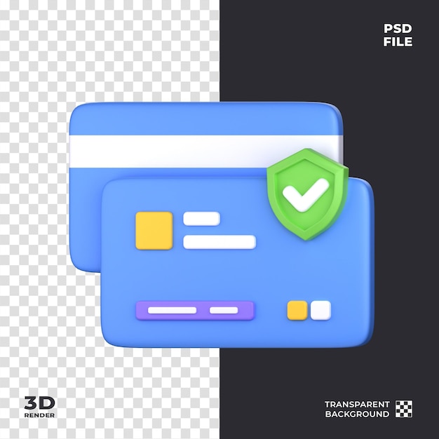 PSD icon 3d de protección de pagos de tarjetas perfecto para el tema de seguridad cibernética
