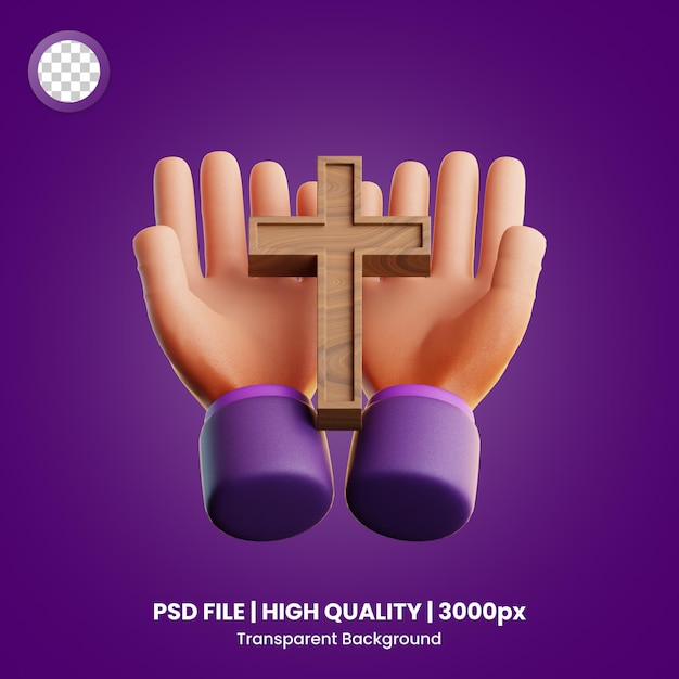 PSD icon 3d que da una cruz de madera