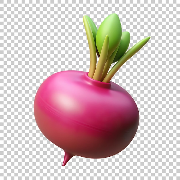 PSD icon 3d de rábano vegetal png con fondo transparente