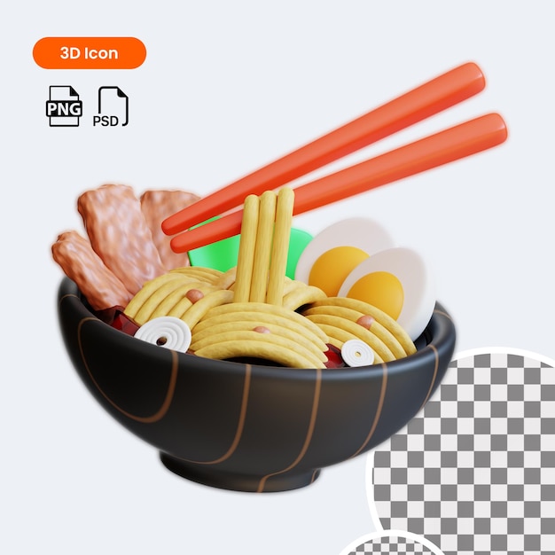 Icon 3D Ramen premium psd adecuado para aplicaciones de sitios web, etc.