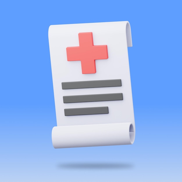 PSD icon 3d del recibo médico del conjunto médico