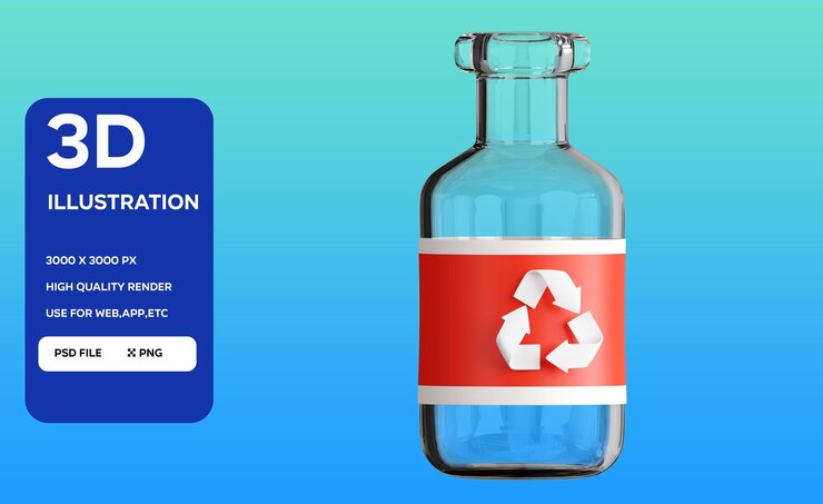 PSD icon 3d para el reciclaje de vidrio