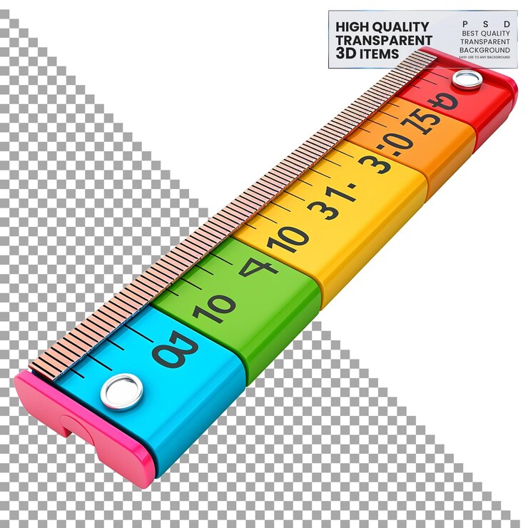 PSD icon 3d de regla un icono de regla 3d de colores que representa la medición en un fondo transparente