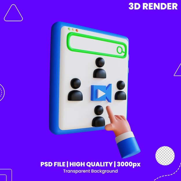 Icon 3D de la reunión en línea