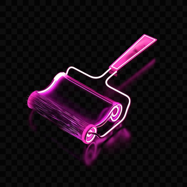 Icon 3d de rodillo de pintura con pincel rodante hecho con translucen psd y2k glowing neon diseño de logotipo web