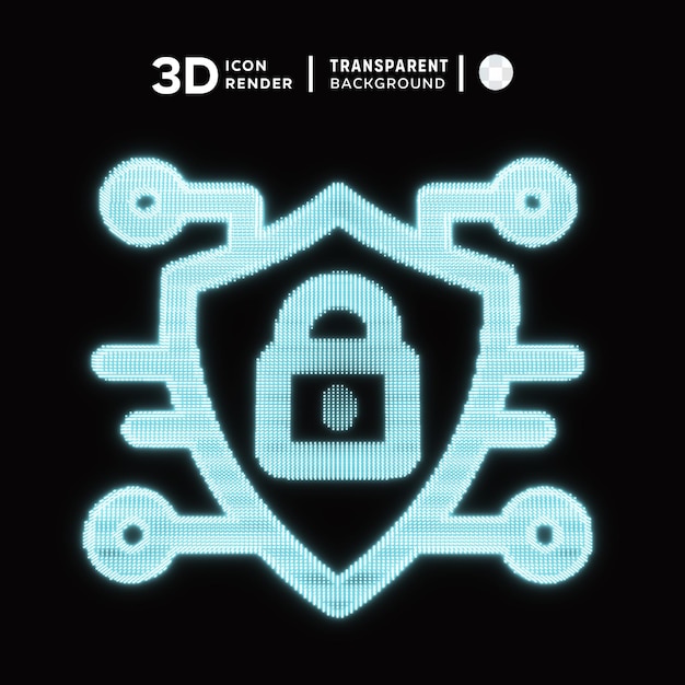 PSD icon 3d de seguridad tecnológica cibernética ilustración