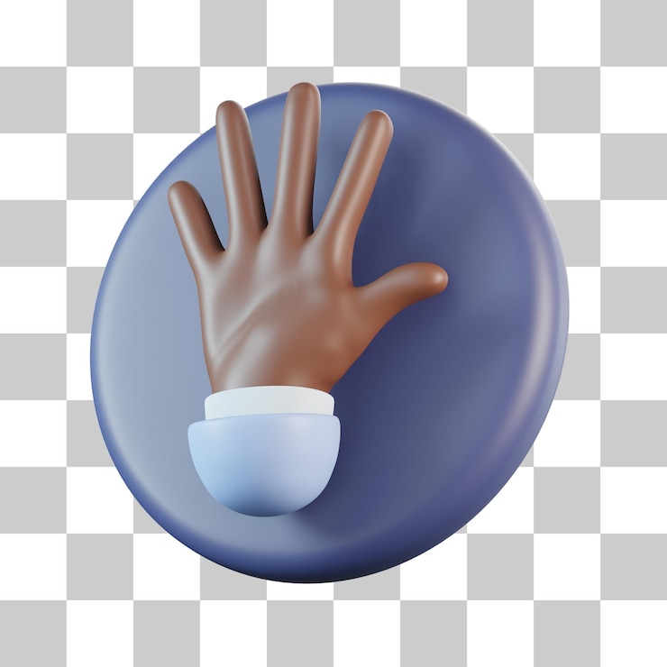 PSD icon 3d de la señal de parada de la carretera de piel oscura