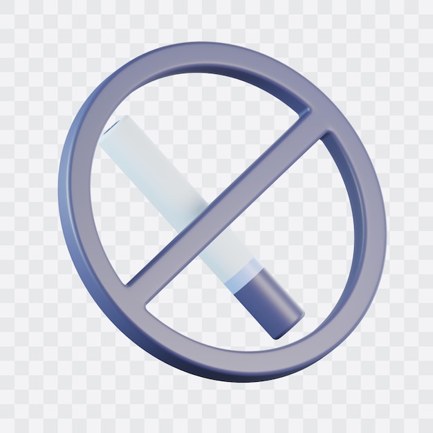 PSD icon 3d de la señal de la zona prohibida para fumadores
